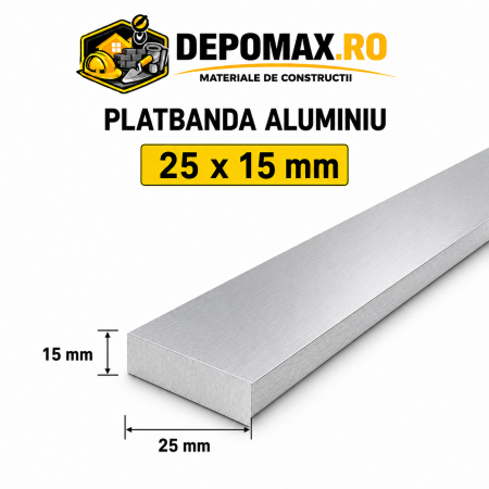 Platbanda aluminiu 25 x 15 mm, 6 metri (EN-AW 6060)